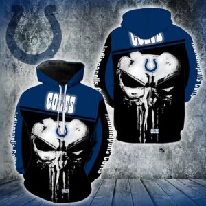 Indianapolis Colts Nfl Punisher Skull 3D Hoodie