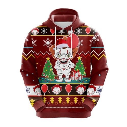 It Pennywise Chibi 3D Ugly Christmas Hoodie It Pennywise Chibi 3D Ugly Christmas Hoodie