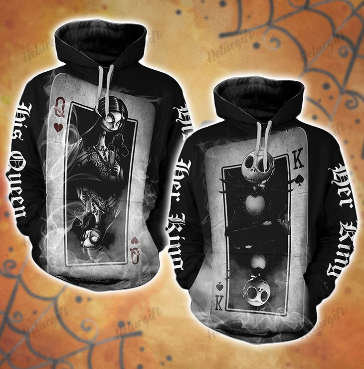 Jack Skellington And Sally Q K Playing Card 3D Hoodie Jack Skellington And Sally Q K Playing Card 3D Hoodie