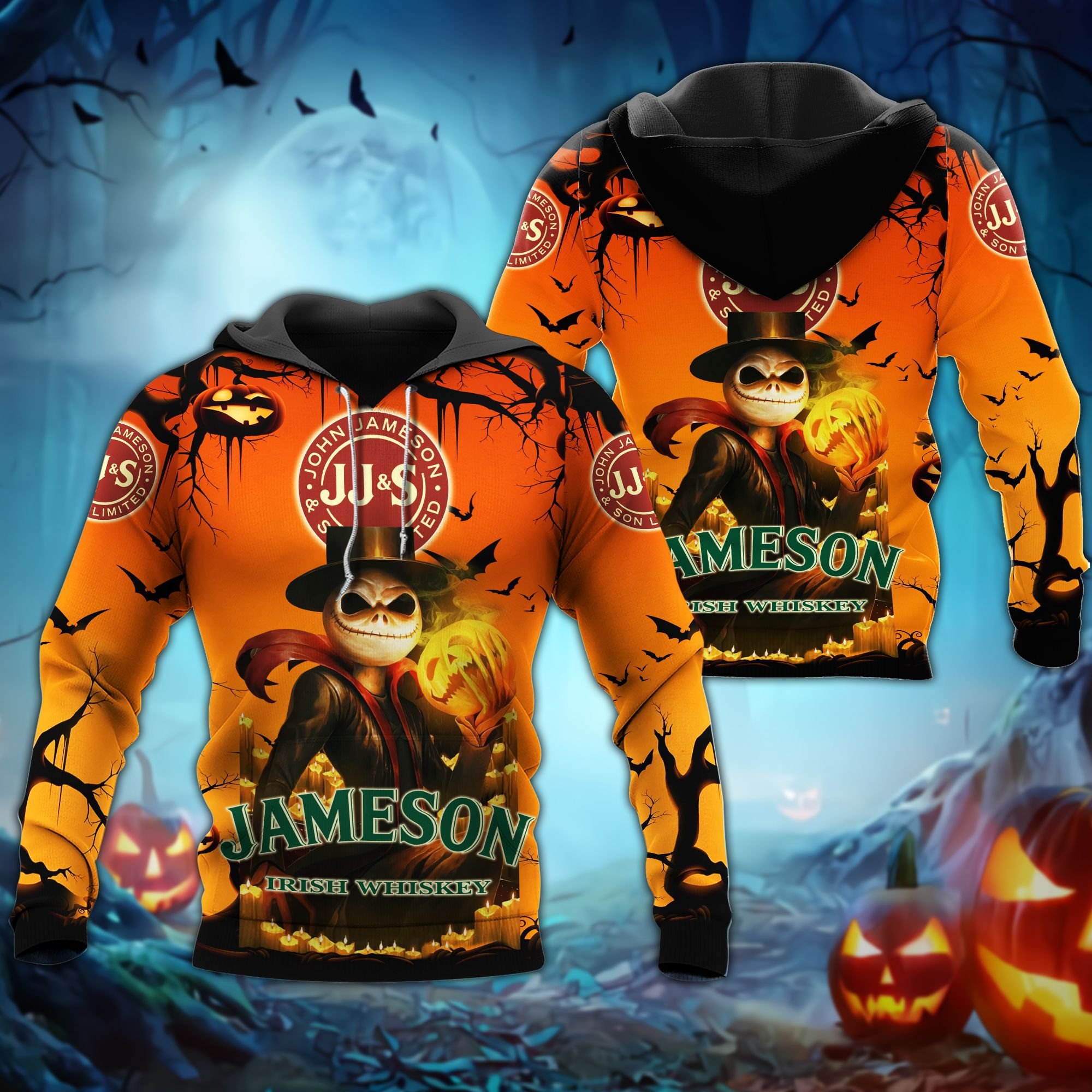 Jameson Irish Whiskey Jack Skellington Hoodie Jameson Irish Whiskey Jack Skellington Hoodie