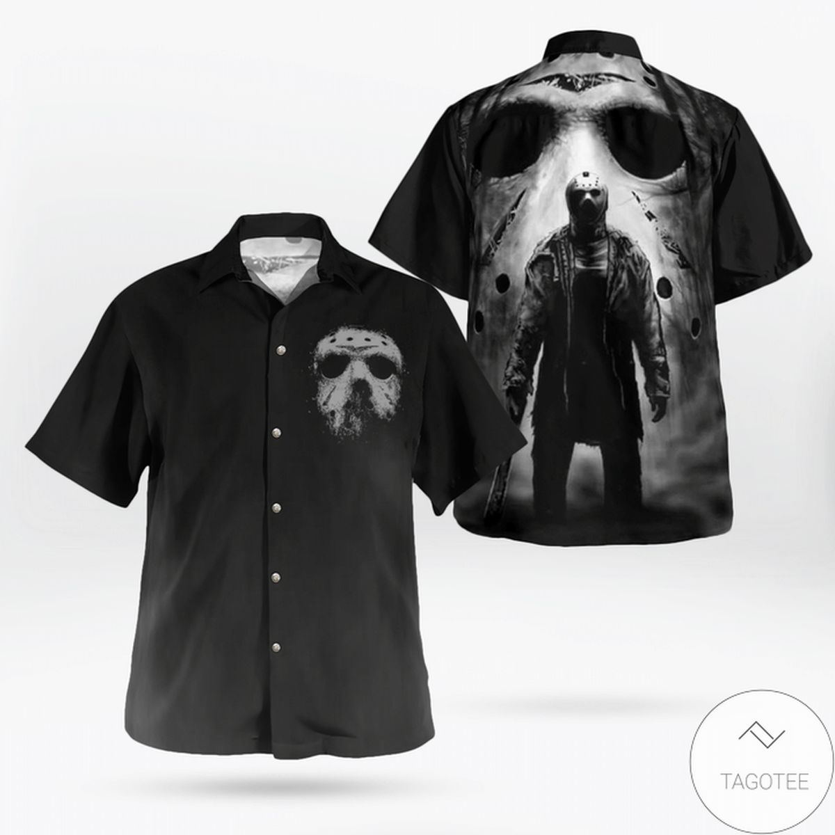 Jason Voorhees Black Horror Button Up Hawaiian Shirt Jason Voorhees Black Horror Button Up Hawaiian Shirt