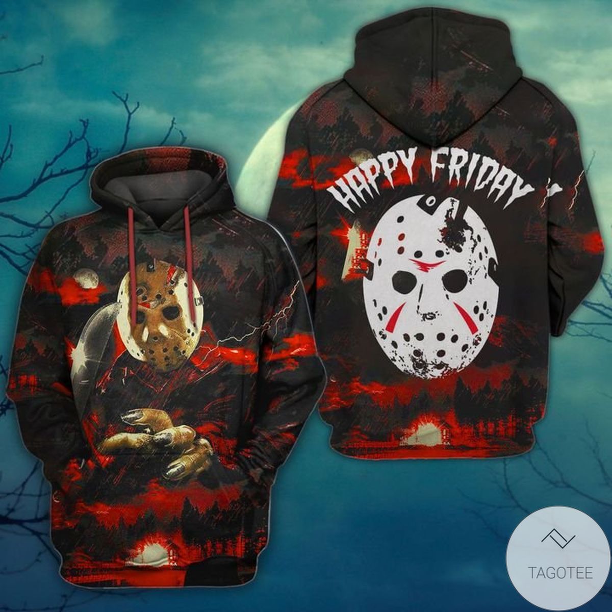 Jason Voorhees Happy Friday 3D Hoodie Jason Voorhees Happy Friday 3D Hoodie