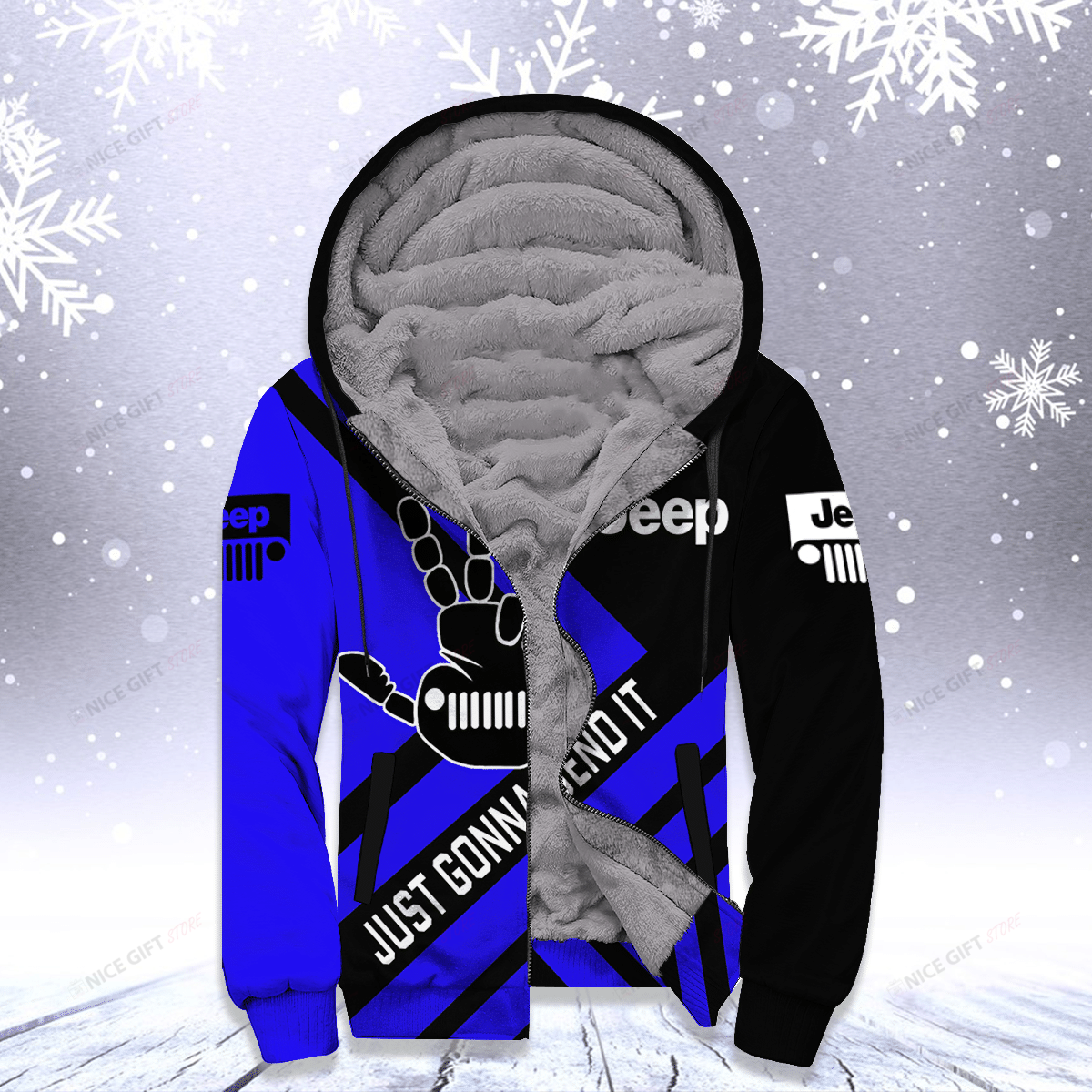 Jeep Just Gonna Send It Blue Fleece Hoodie Jeep Just Gonna Send It Blue Fleece Hoodie