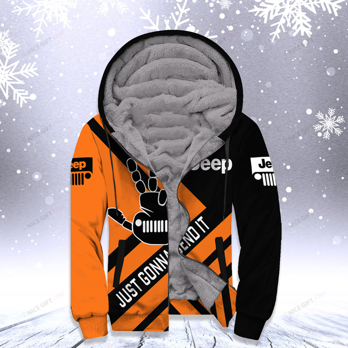 Jeep Just Gonna Send It Orange Fleece Hoodie Jeep Just Gonna Send It Orange Fleece Hoodie