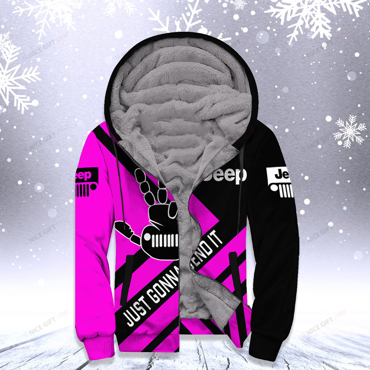 Jeep Just Gonna Send It Pink Fleece Hoodie Jeep Just Gonna Send It Pink Fleece Hoodie