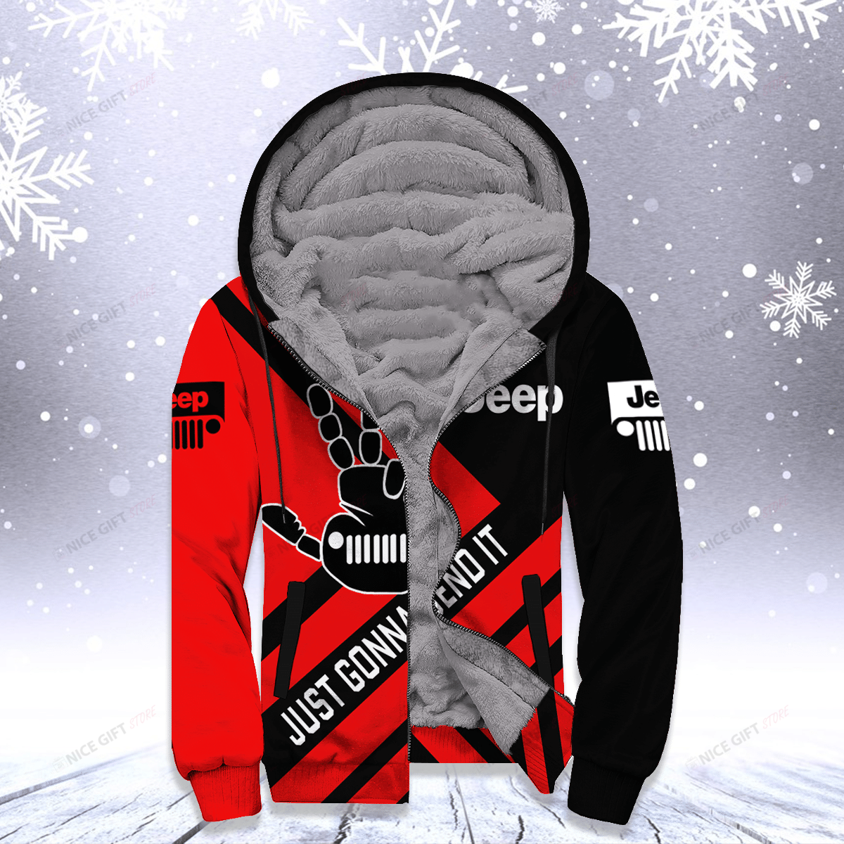 Jeep Just Gonna Send It Red Fleece Hoodie Jeep Just Gonna Send It Red Fleece Hoodie