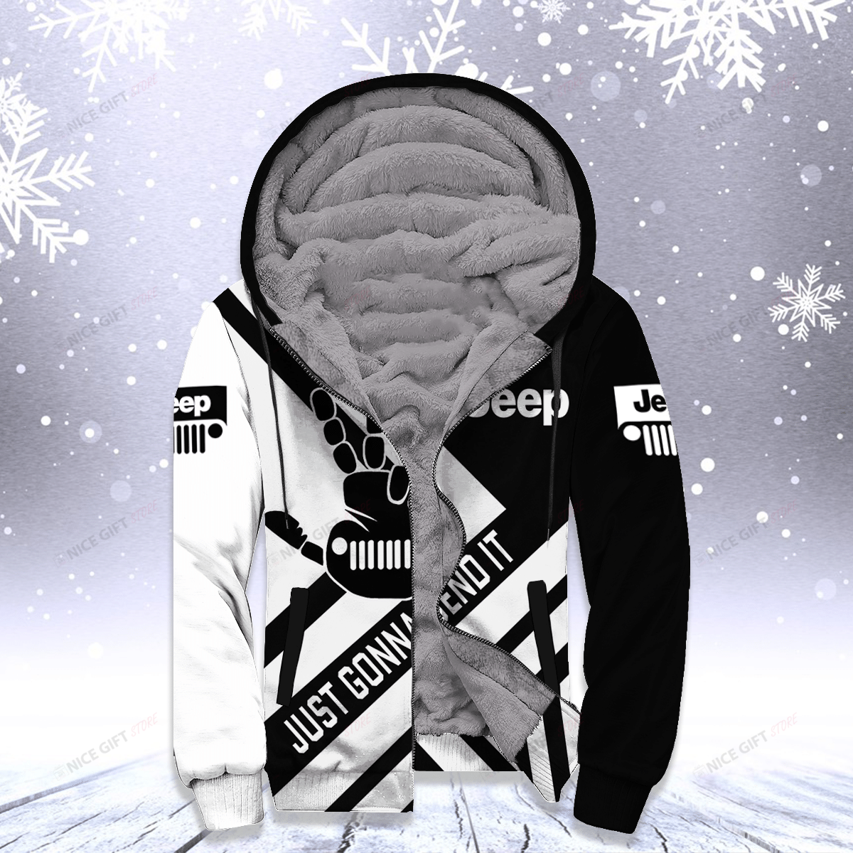 Jeep Just Gonna Send It White Fleece Hoodie Jeep Just Gonna Send It White Fleece Hoodie
