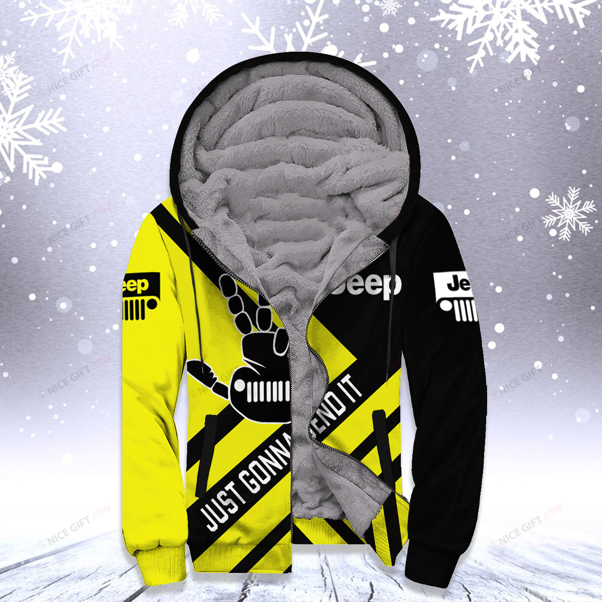 Jeep Just Gonna Send It Yellow Fleece Hoodie Jeep Just Gonna Send It Yellow Fleece Hoodie