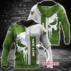 Jeep Punisher Skull Custom Name 3D Over Print Hoodie