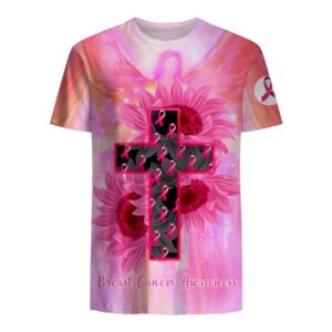 Jesus Cross Sunflowers Breast Cancer Awareness 3D Shirt