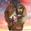 Jesus God Bless Texas 3D Zip Hoodie