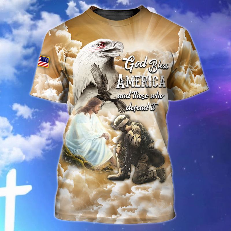 Jesus Veteran Ealge God Bless America And Those Who Defend It 3D Shirt Jesus Veteran Ealge God Bless America And Those Who Defend It 3D Shirt
