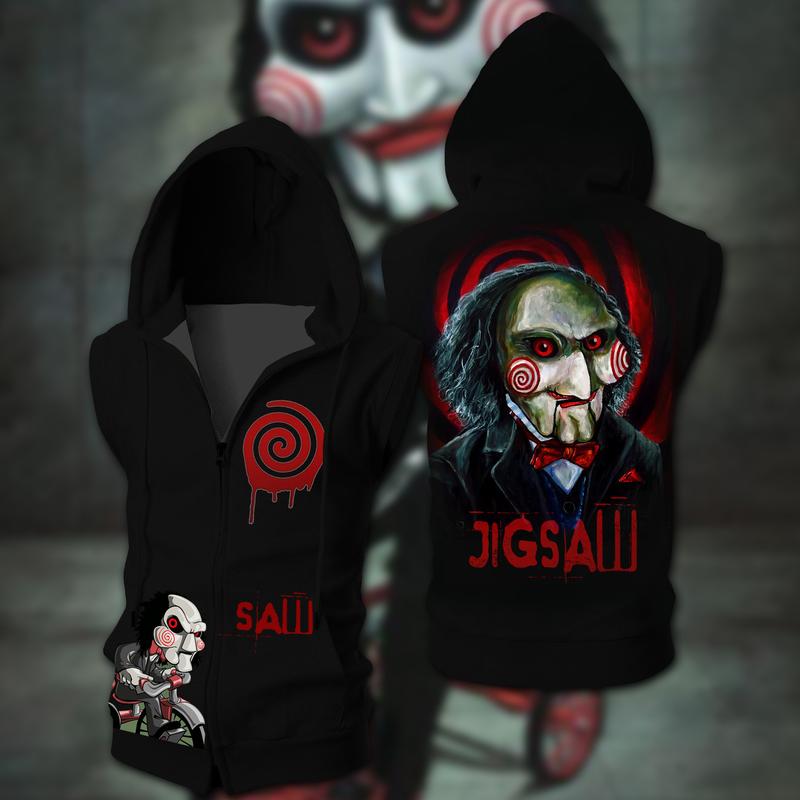 Jigsaw Sleeveless Vest Zip Hoodie Jigsaw Sleeveless Vest Zip Hoodie