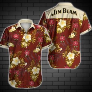 Jim Beam Hawaiian Shirt Summer Button Up