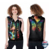 July Girl Skull I Am Storm Butterfly Sleeveless Zip Hoodie
