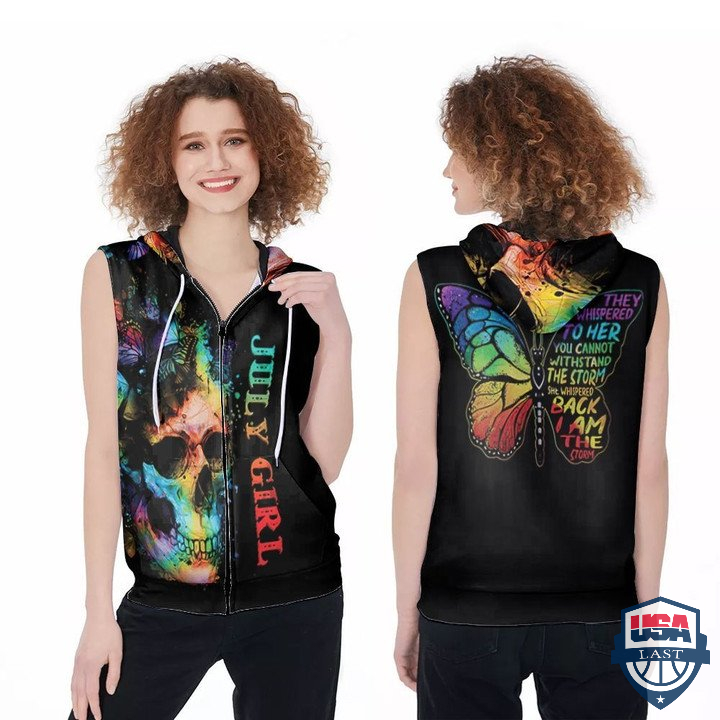 July Girl Skull I Am Storm Butterfly Sleeveless Zip Hoodie July Girl Skull I Am Storm Butterfly Sleeveless Zip Hoodie