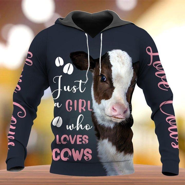 Just A Girl Who Loves Cows 3D All Over Print Hoodie Just A Girl Who Loves Cows 3D All Over Print Hoodie