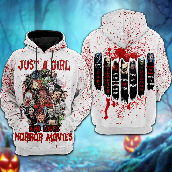 Just A Girl Who Loves Horror Movies 3D Hoodie Just A Girl Who Loves Horror Movies 3D Hoodie
