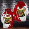 Kansas City Chiefs Baby Yoda 3D Hoodie