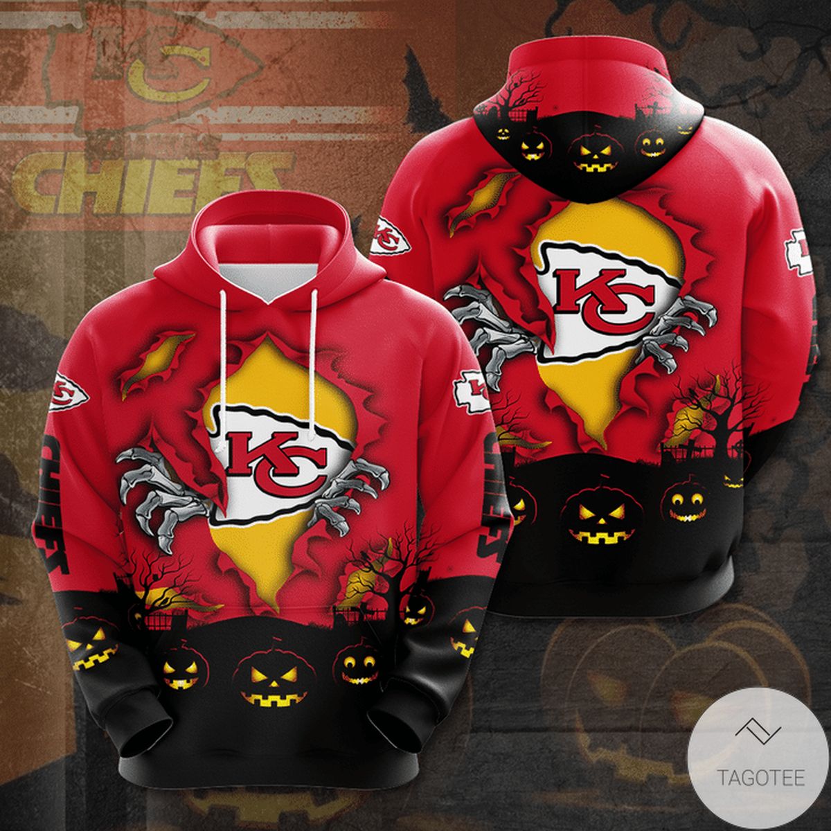 Kansas City Chiefs Halloween 3D Hoodie Kansas City Chiefs Halloween 3D Hoodie