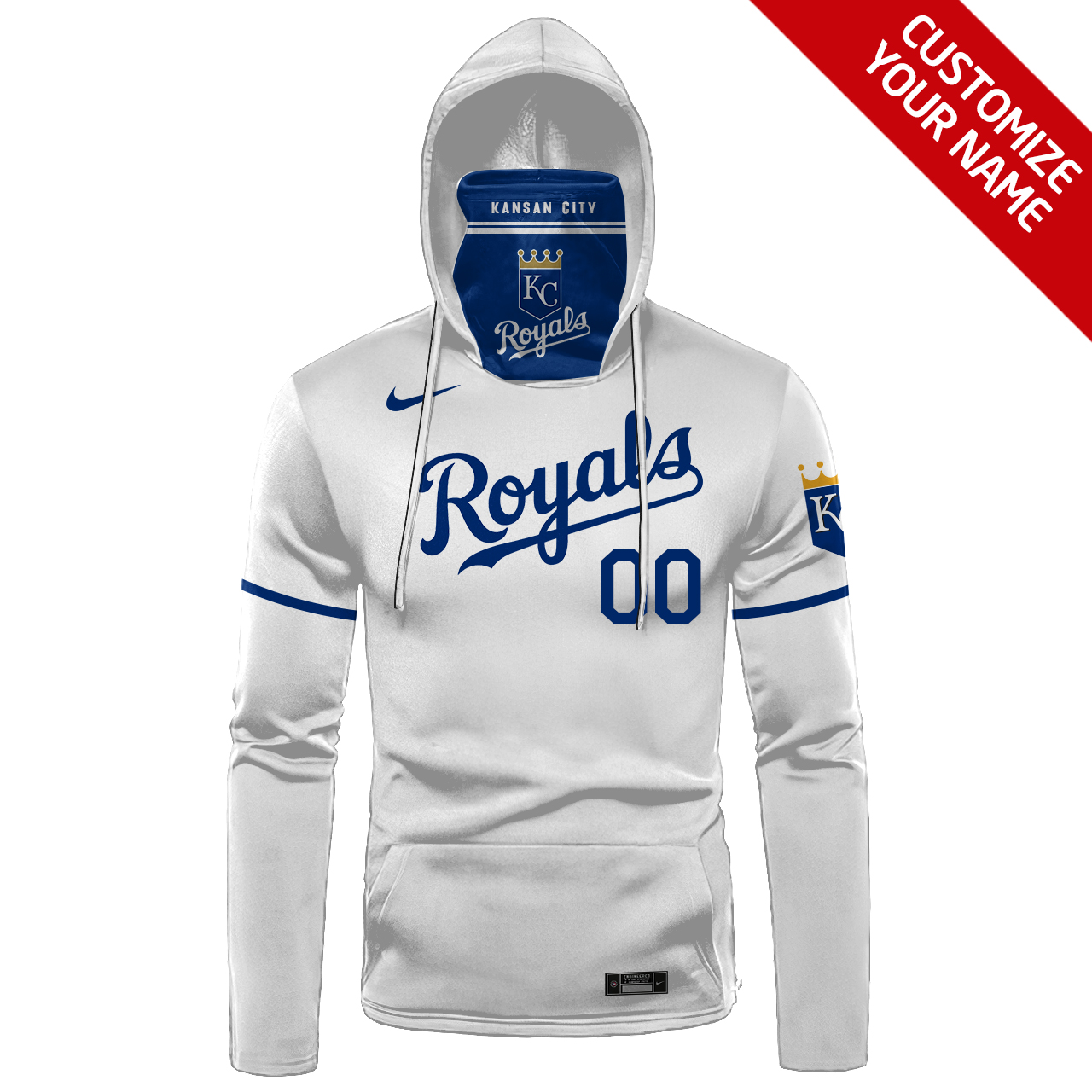 Kansas City Royals Custom Name And Number 3D Hoodie Mask Kansas City Royals Custom Name And Number 3D Hoodie Mask
