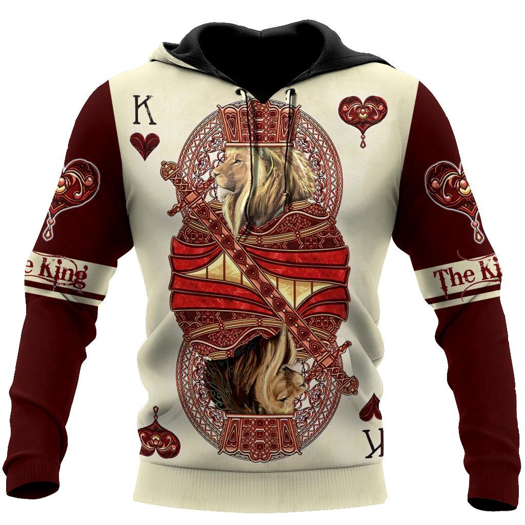 King Hearts Lion Poker All Over Printed 3D Hoodie And Zip Hoodie King Hearts Lion Poker All Over Printed 3D Hoodie And Zip Hoodie
