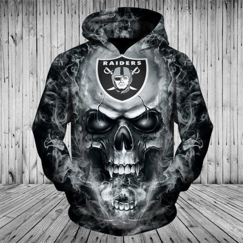 Las Vegas Raiders Skull 3D Full Print Hoodie Las Vegas Raiders Skull 3D Full Print Hoodie