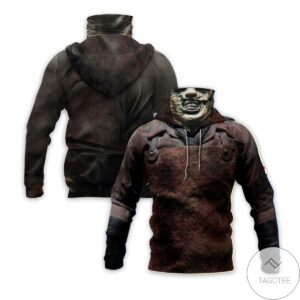 Leather Face Horror Movie Character Mask Hoodie