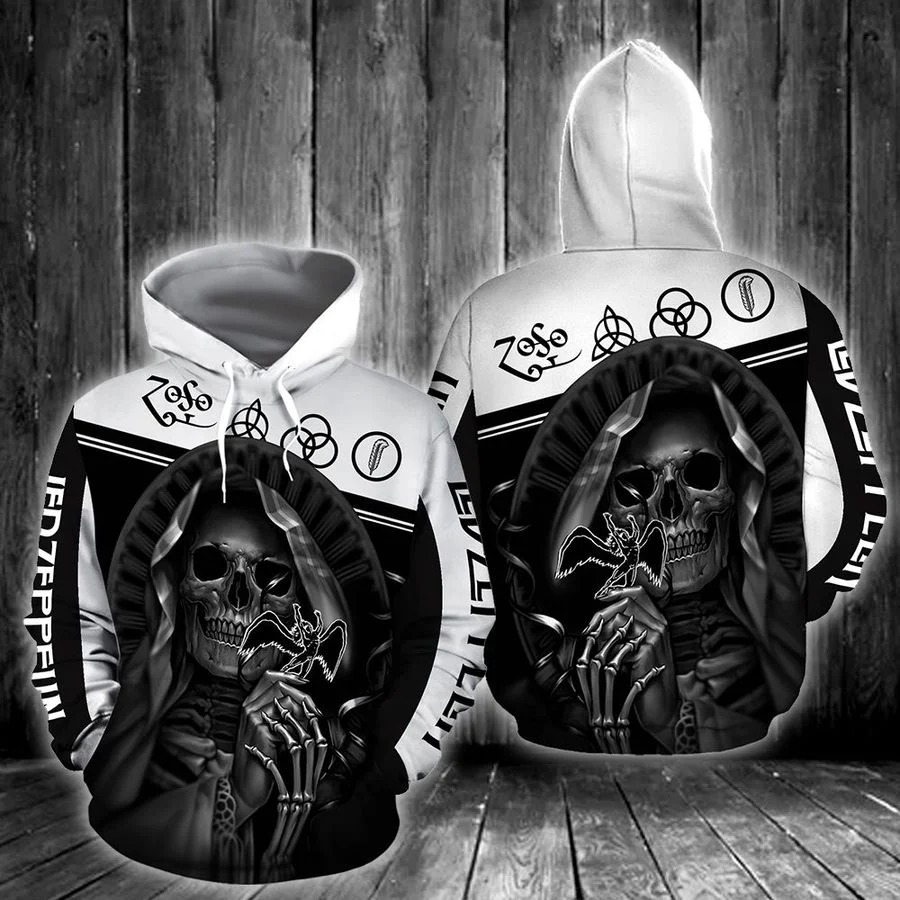 Led Zeppelin Skull 3D All Over Print Hoodie Led Zeppelin Skull 3D All Over Print Hoodie