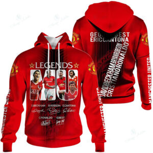 Legends Manchester United George Best Eric Cantona David Beckham Cristiano Ronaldo 3D Hoodie