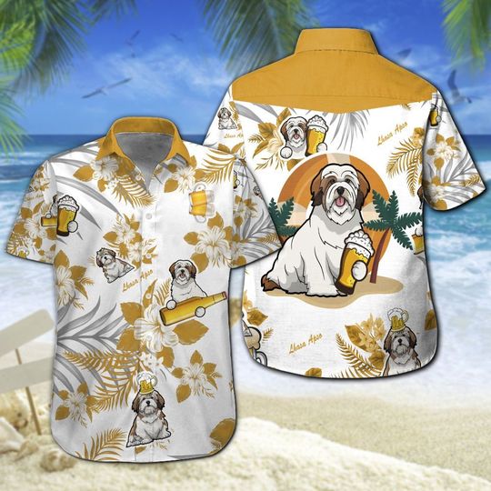 Lhasa Apso Beer Hawaiian Shirt Summer Button Up Lhasa Apso Beer Hawaiian Shirt Summer Button Up