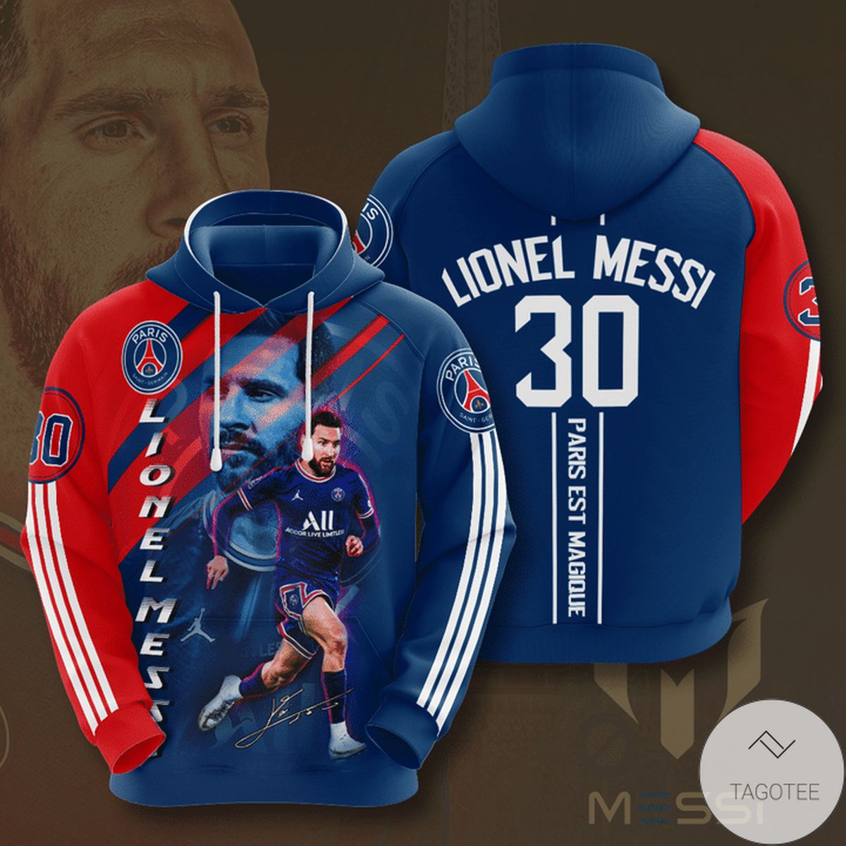 Lionel Messi 30 Paris Saint Germain 3D Hoodie Lionel Messi 30 Paris Saint Germain 3D Hoodie