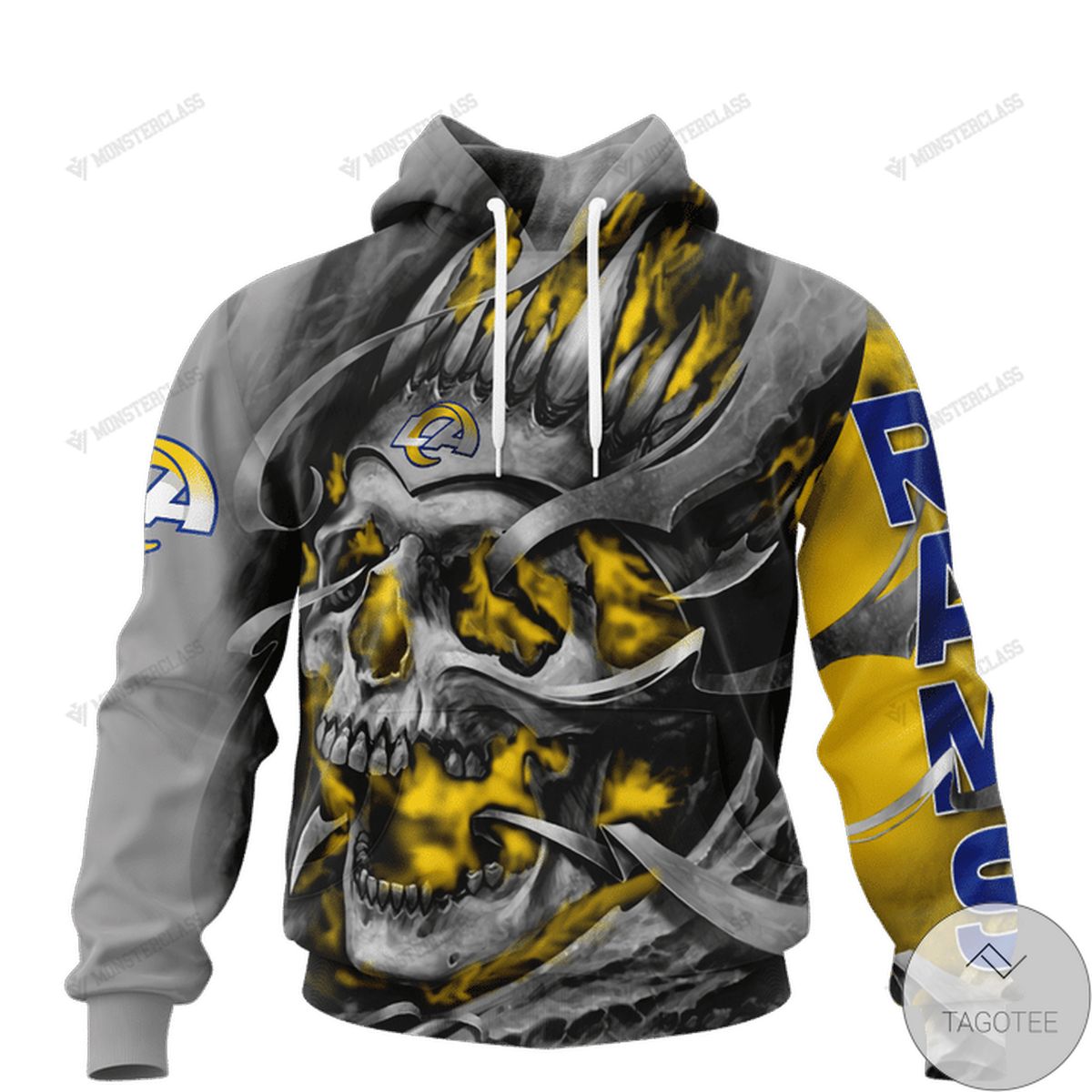 Los Angeles Rams Skull Jersey 3D Hoodie Los Angeles Rams Skull Jersey 3D Hoodie