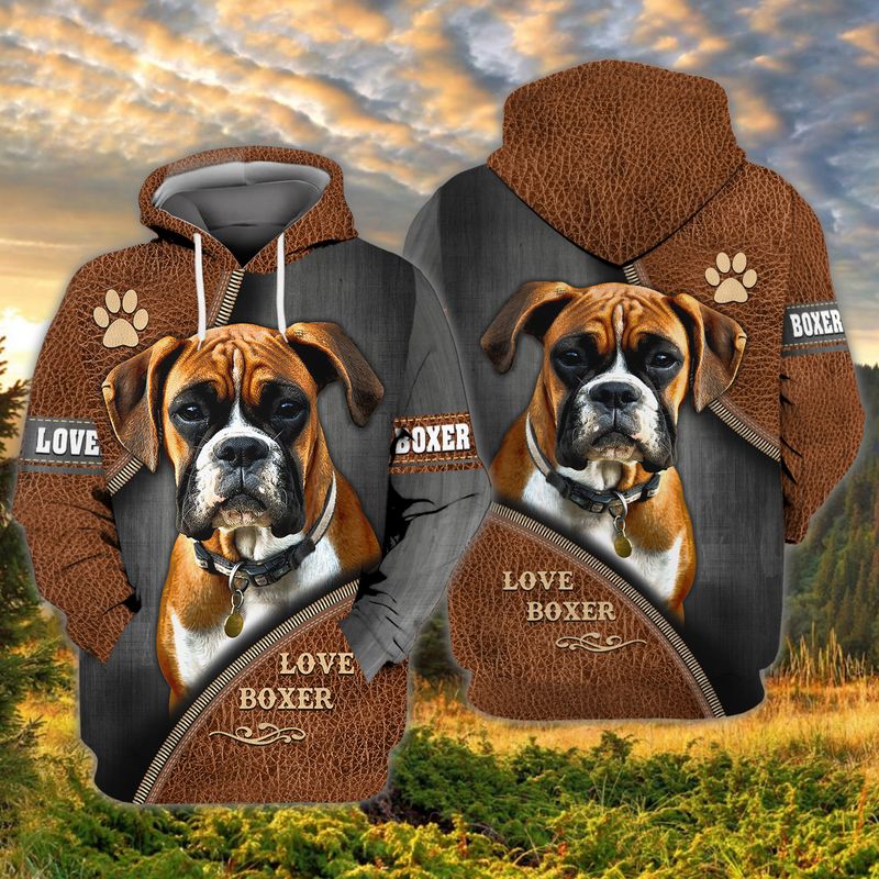 Love Boxer Dog 3D Full Print Hoodie Love Boxer Dog 3D Full Print Hoodie
