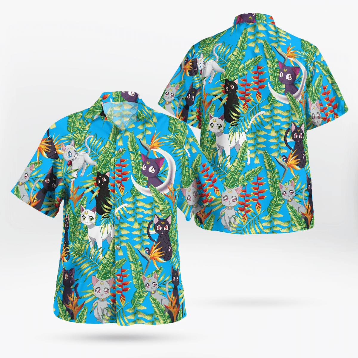 Luna And Artemis Sailor Moon Hawaiian Shirt Luna And Artemis Sailor Moon Hawaiian Shirt