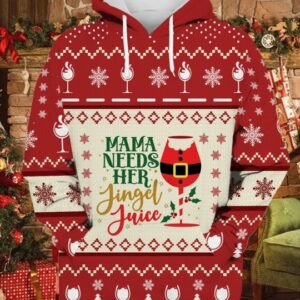 Mama Needs Her Jingel Juice Christmas Knitted 3D Hoodie