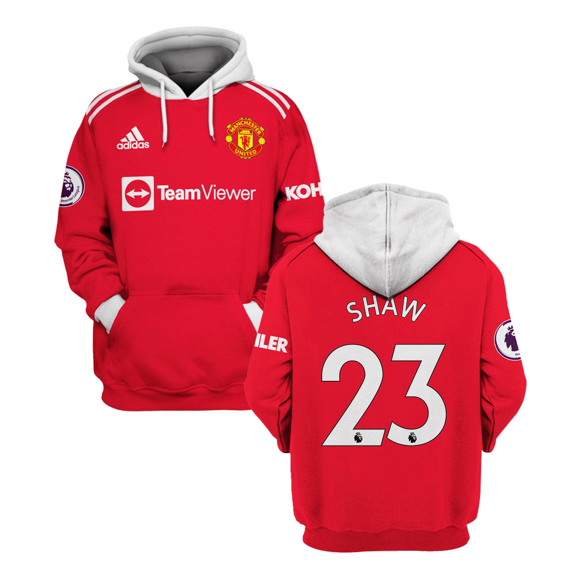 Manchester United 23 Shaw 3D Hoodie Manchester United 23 Shaw 3D Hoodie