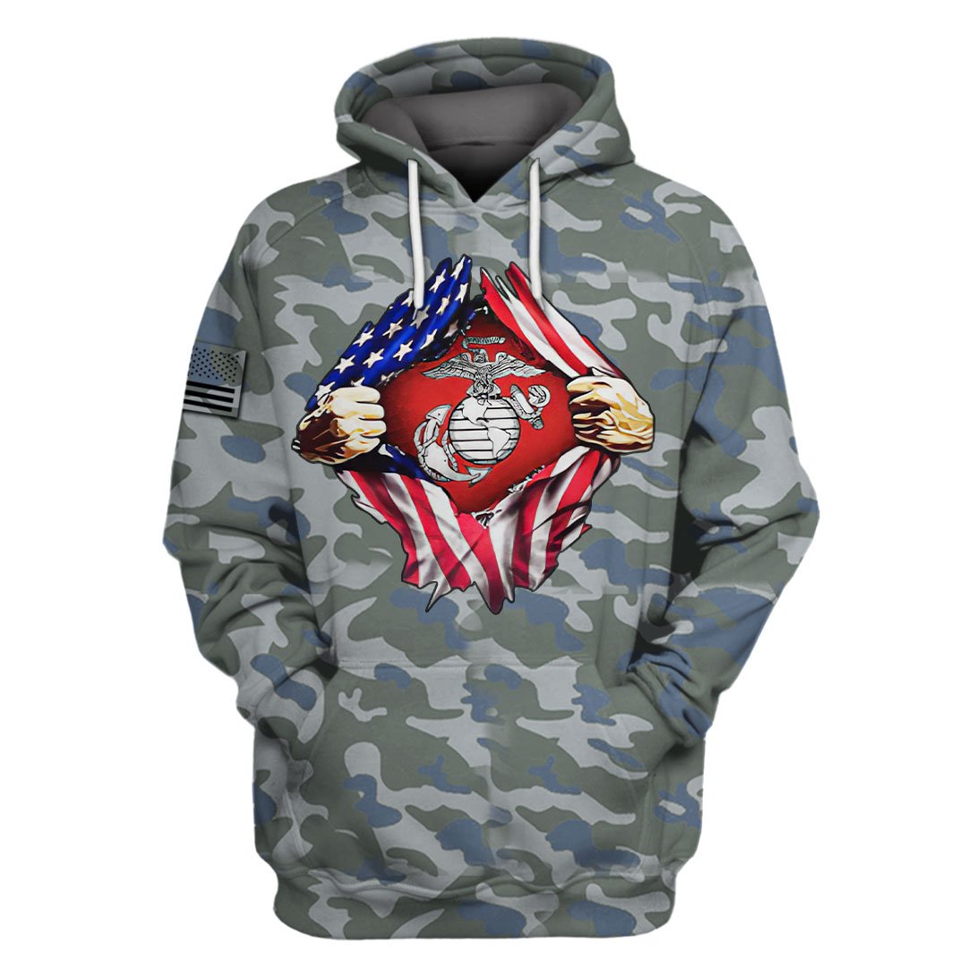 Marine Corp Veteran American Flag Independence Day Camo All Over Printed Hoodie Marine Corp Veteran American Flag Independence Day Camo All Over Printed Hoodie