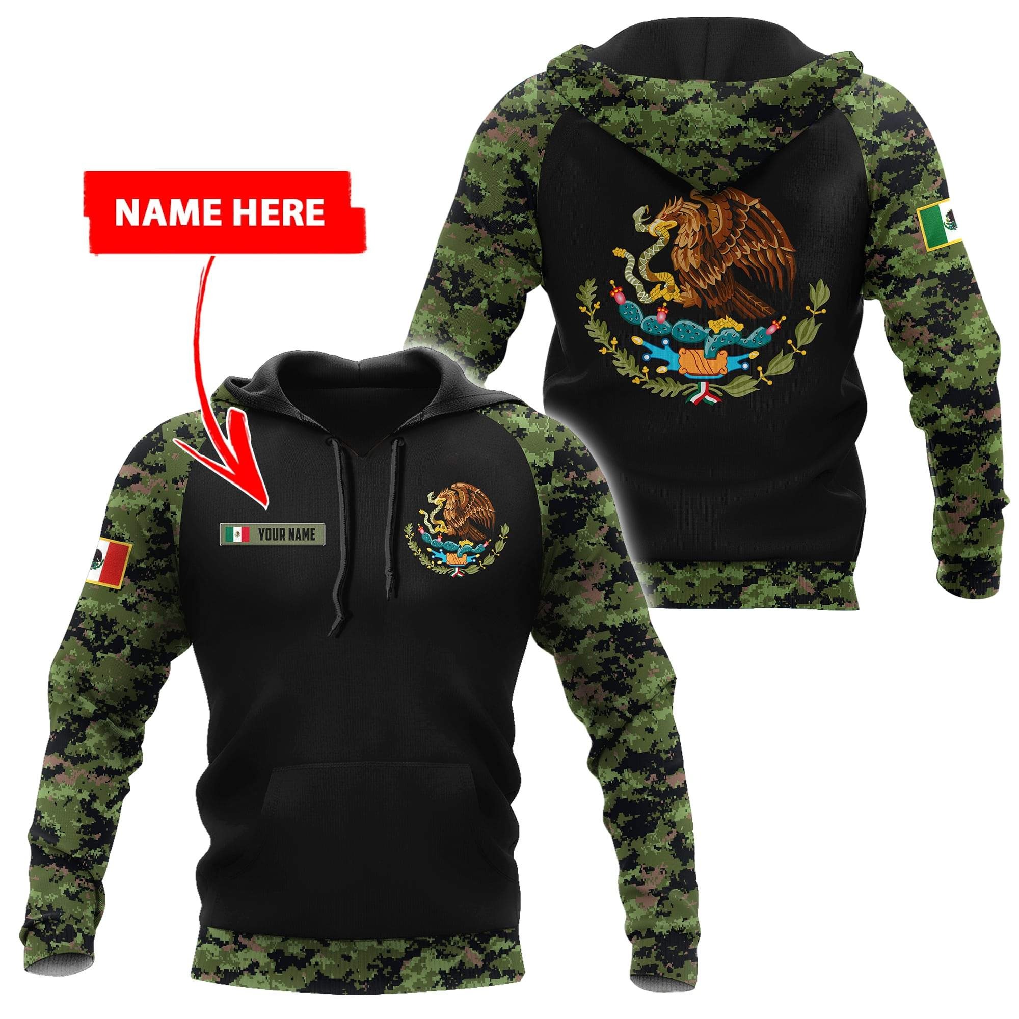 Mexico Coat Of Arms Personalized Custom Name 3D Hoodie Mexico Coat Of Arms Personalized Custom Name 3D Hoodie