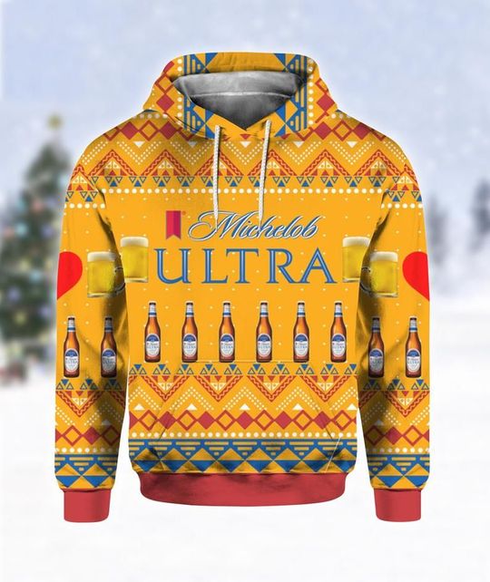 Michelob Ultra Beer Ugly Christmas 3D Hoodie Michelob Ultra Beer Ugly Christmas 3D Hoodie