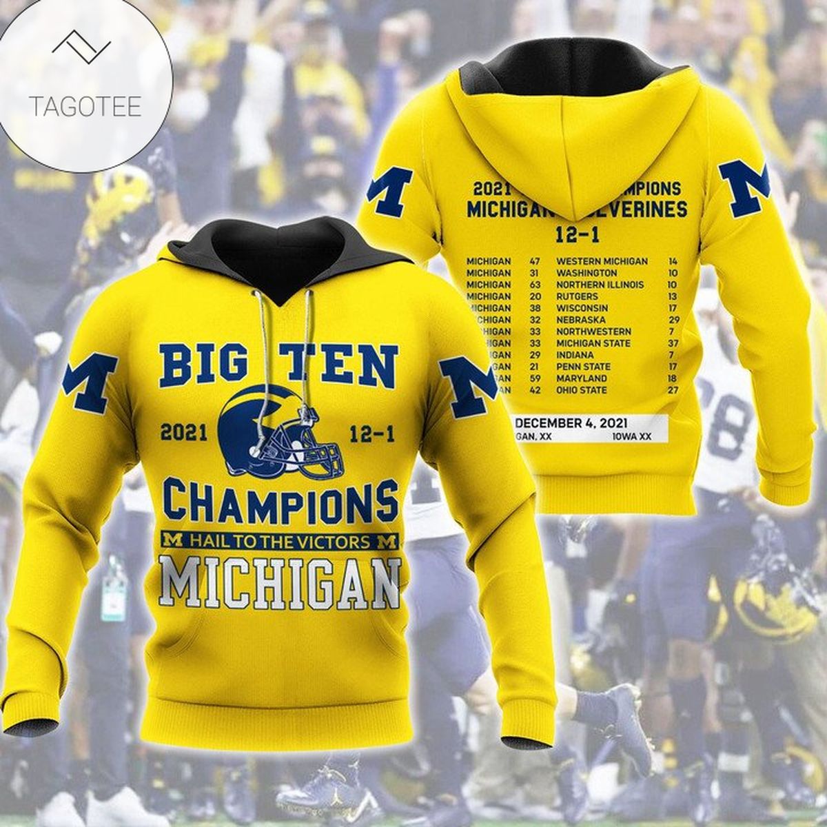 Michigan Wolverines Hail To The Victors Big Ten Champions Hoodie- Tagotee Michigan Wolverines Hail To The Victors Big Ten Champions Hoodie- Tagotee
