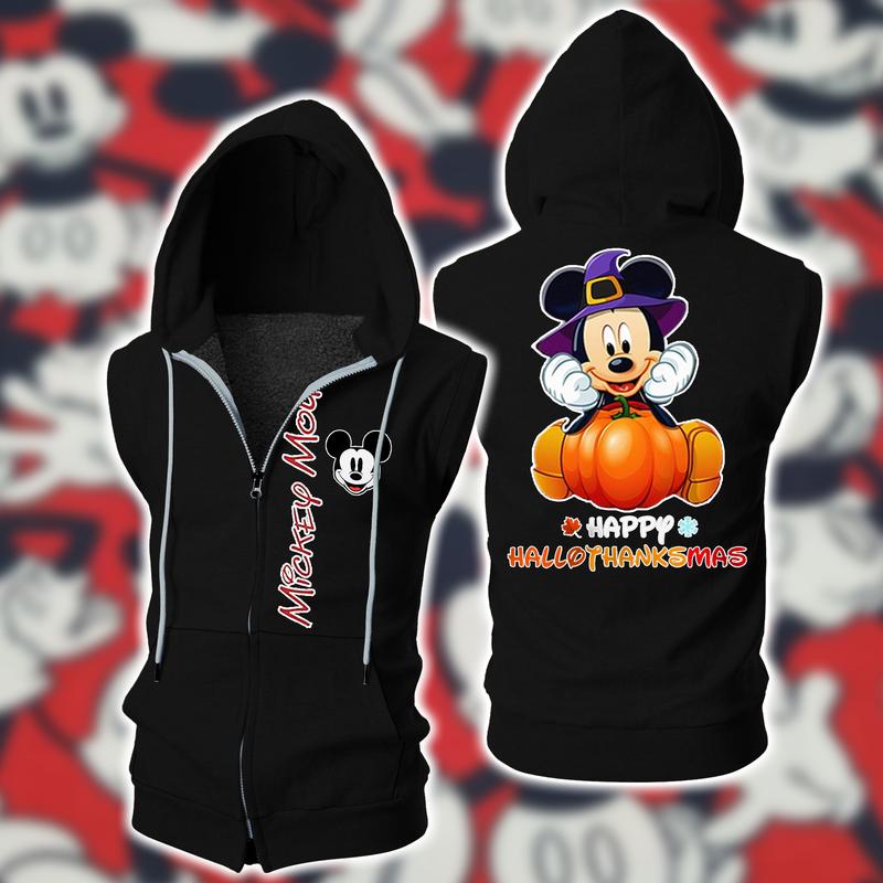 Mickey Disney Hallo Thanks Mas Sleeveless Vest Zip Hoodie Mickey Disney Hallo Thanks Mas Sleeveless Vest Zip Hoodie