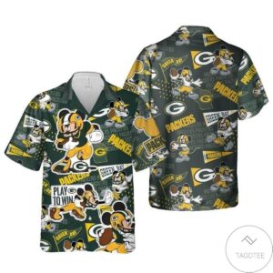 Mickey Mouse Green Bay Packer Play To Win Hawaiian Shirt