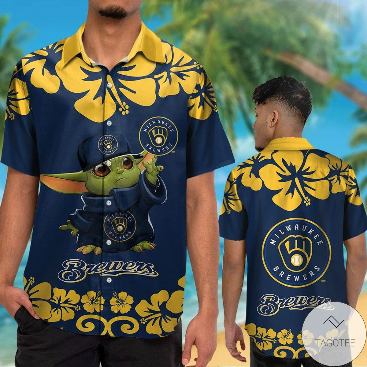 Milwaukee Brewers Baby Yoda Hawaiian Shirt Milwaukee Brewers Baby Yoda Hawaiian Shirt