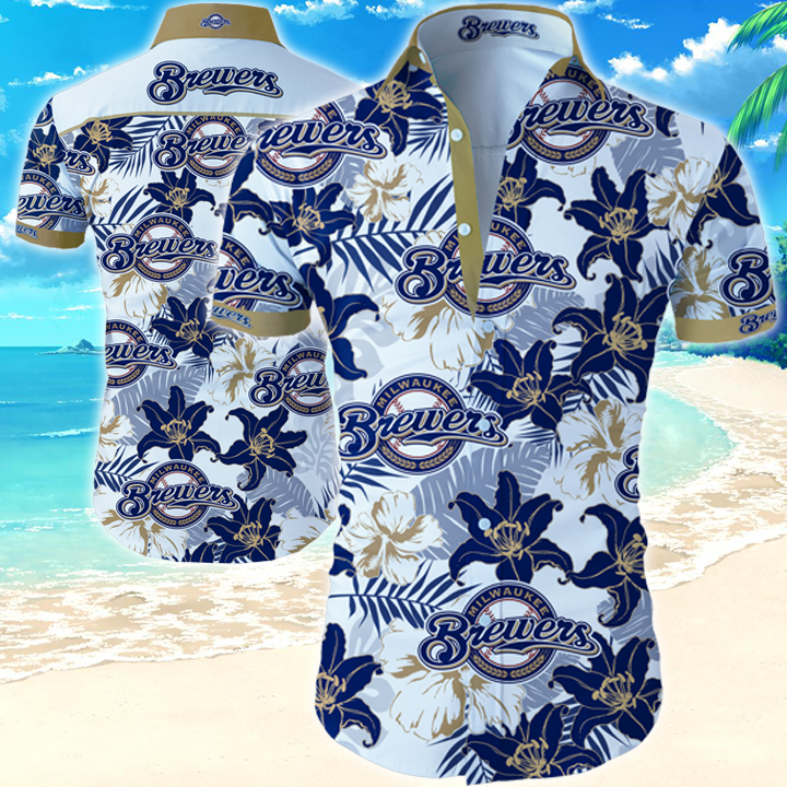 Milwaukee Brewers Hawaiian Shirt Summer Button Up Milwaukee Brewers Hawaiian Shirt Summer Button Up