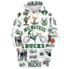 Milwaukee Bucks Lets Go Bucks 3D All Over Print Hoodie. Shirt