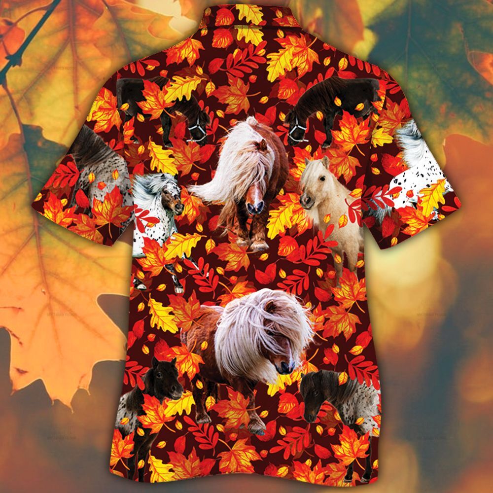Miniature Horse Lovers Autumn Red Leaves Hawaiian Shirt Miniature Horse Lovers Autumn Red Leaves Hawaiian Shirt
