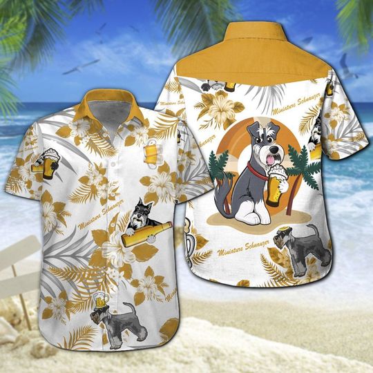 Miniature Schnauzer Beer Hawaiian Shirt Summer Button Up Miniature Schnauzer Beer Hawaiian Shirt Summer Button Up