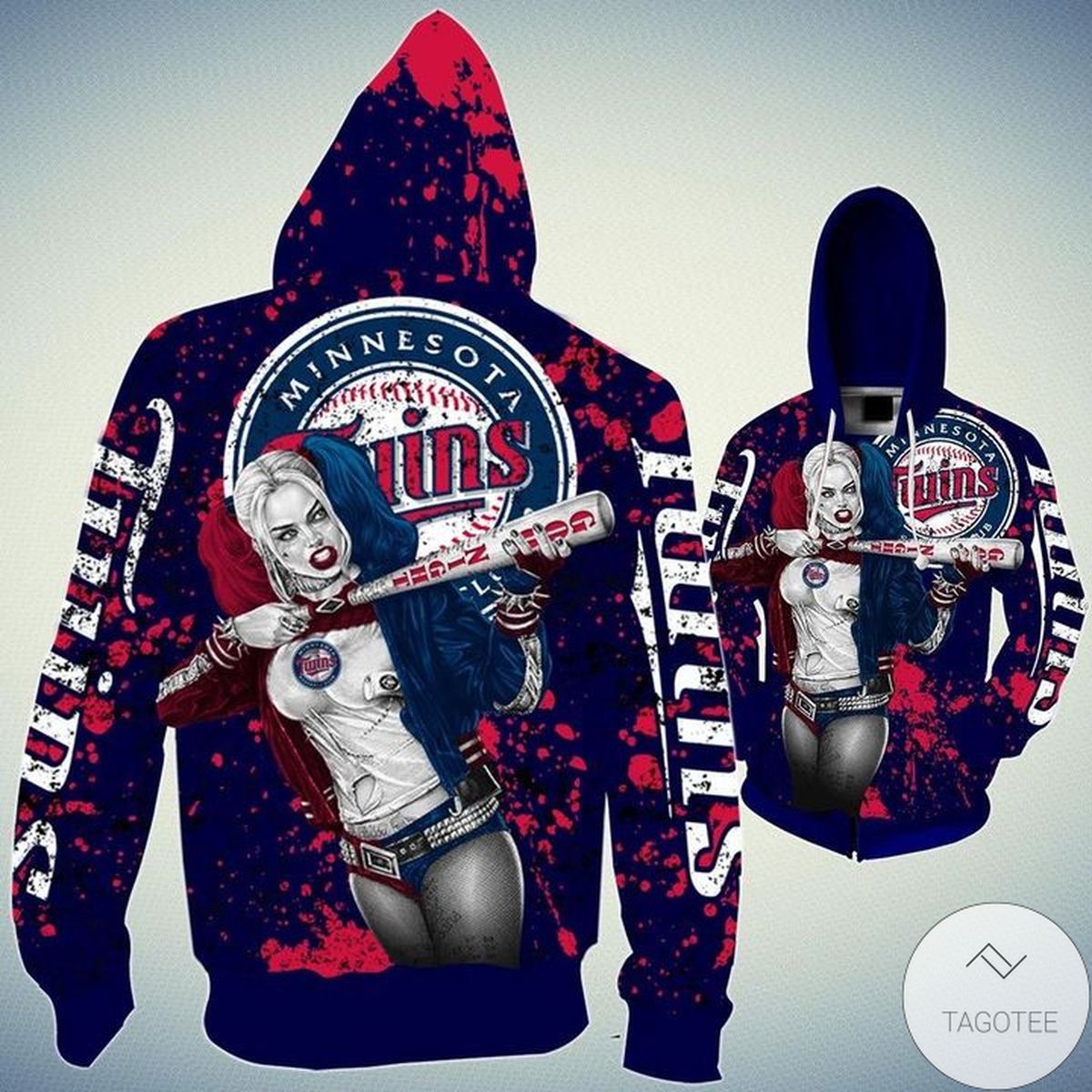 Minnesota Twins Harley Quinn 3D Hoodie Minnesota Twins Harley Quinn 3D Hoodie