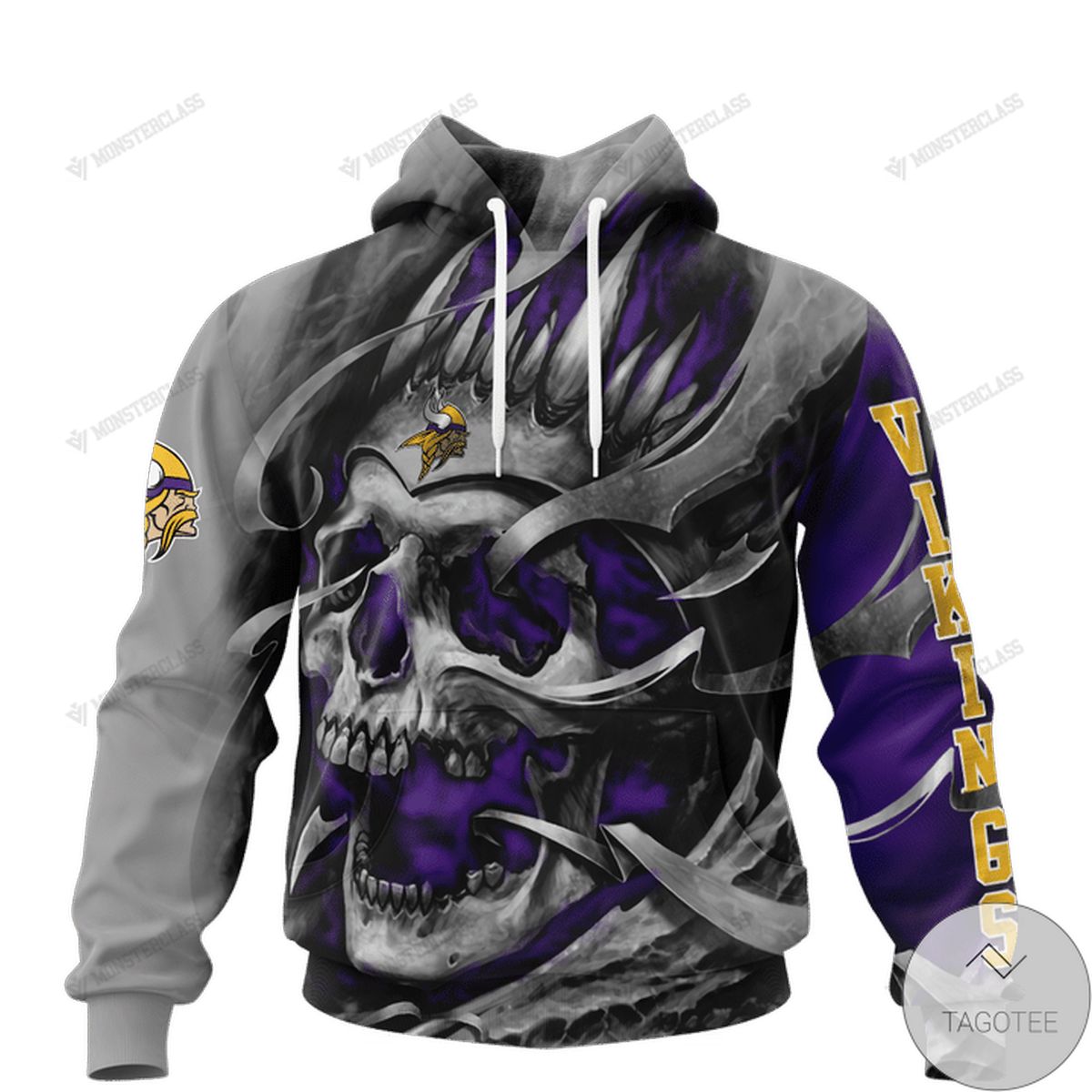 Minnesota Vikings Skull Jersey 3D Hoodie Minnesota Vikings Skull Jersey 3D Hoodie